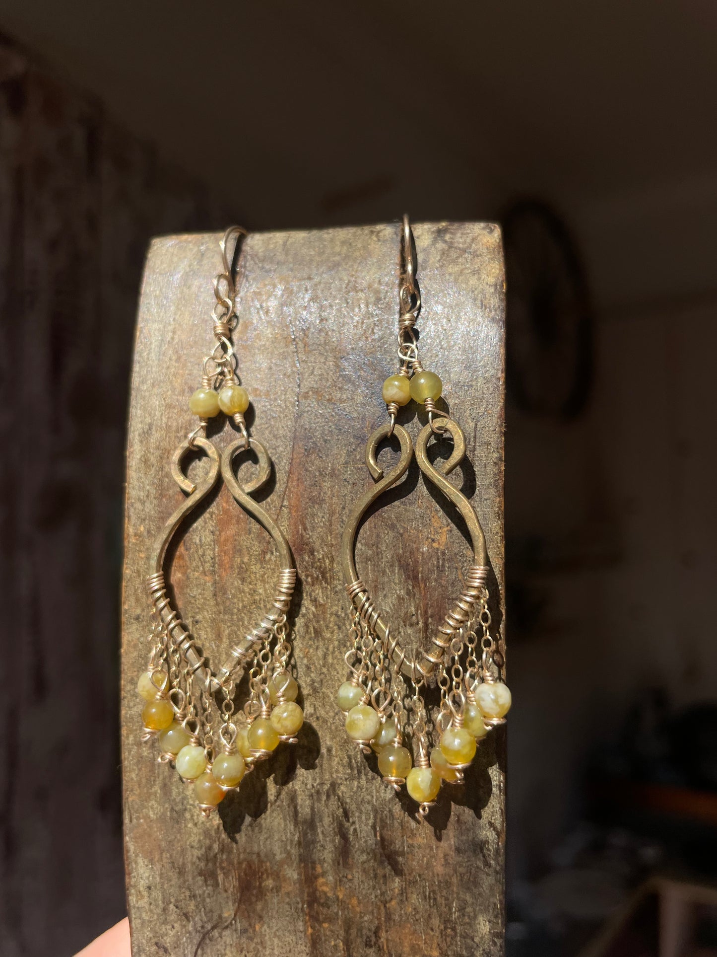 Yellow Jade Chandelier Earrings