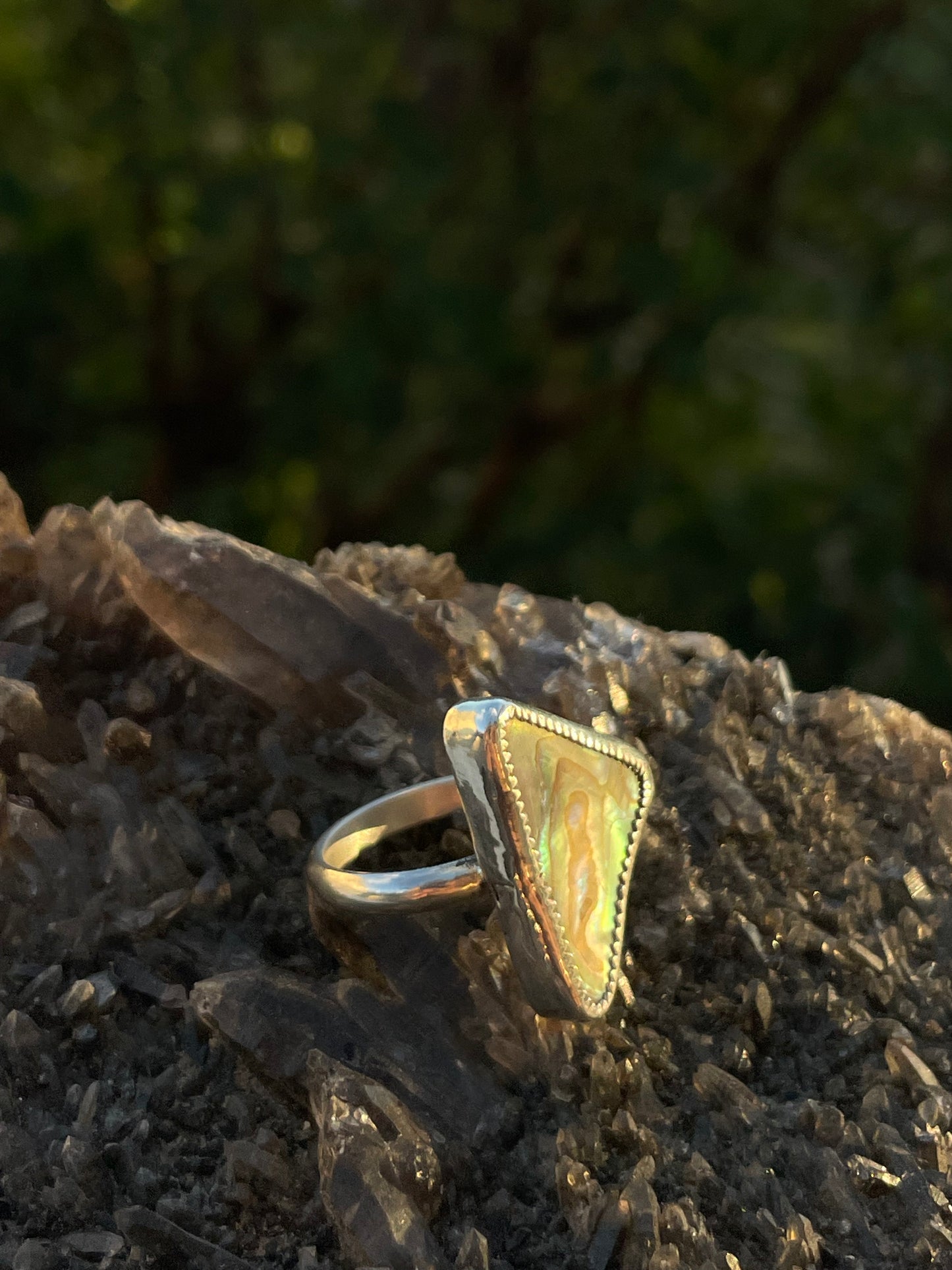 Simple Abalone Ring Size 7.5