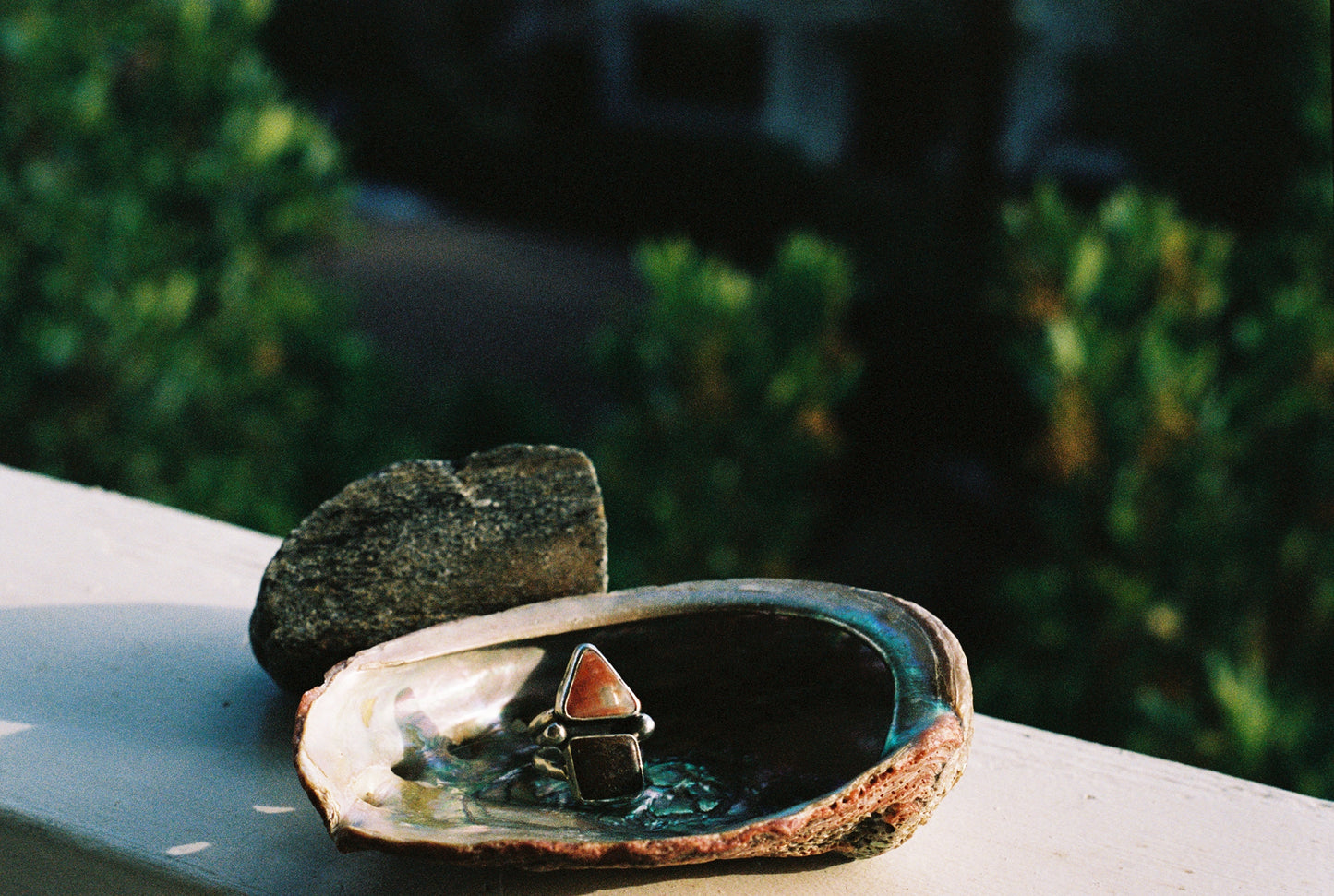 Abalone and Whale Bone Ring Size 6
