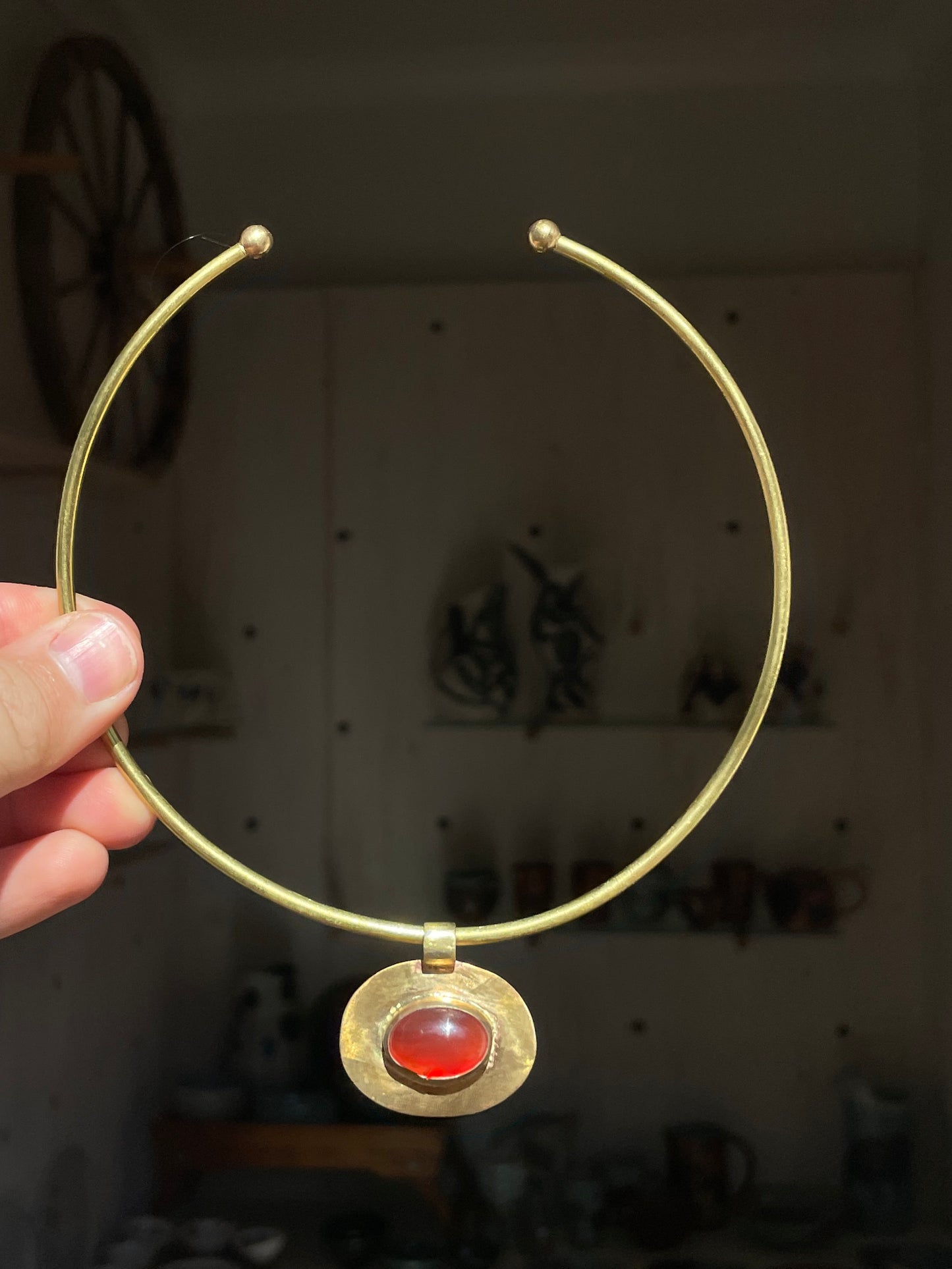 Brass Collar - Carnelian