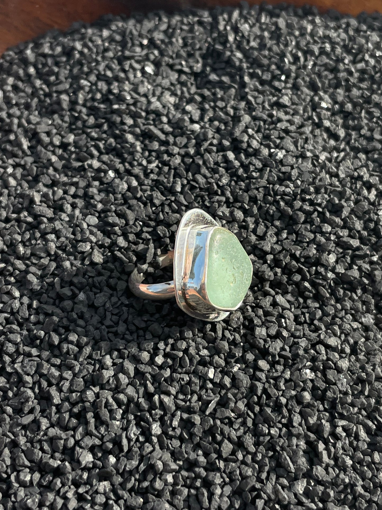Light Blue Sea Glass Ring Size 4.5