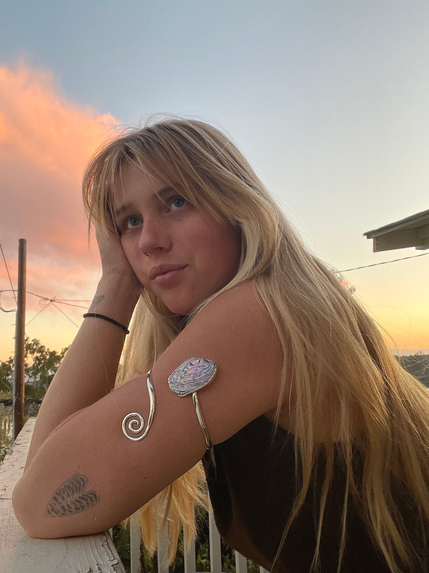 Spiral and Abalone Arm Cuff