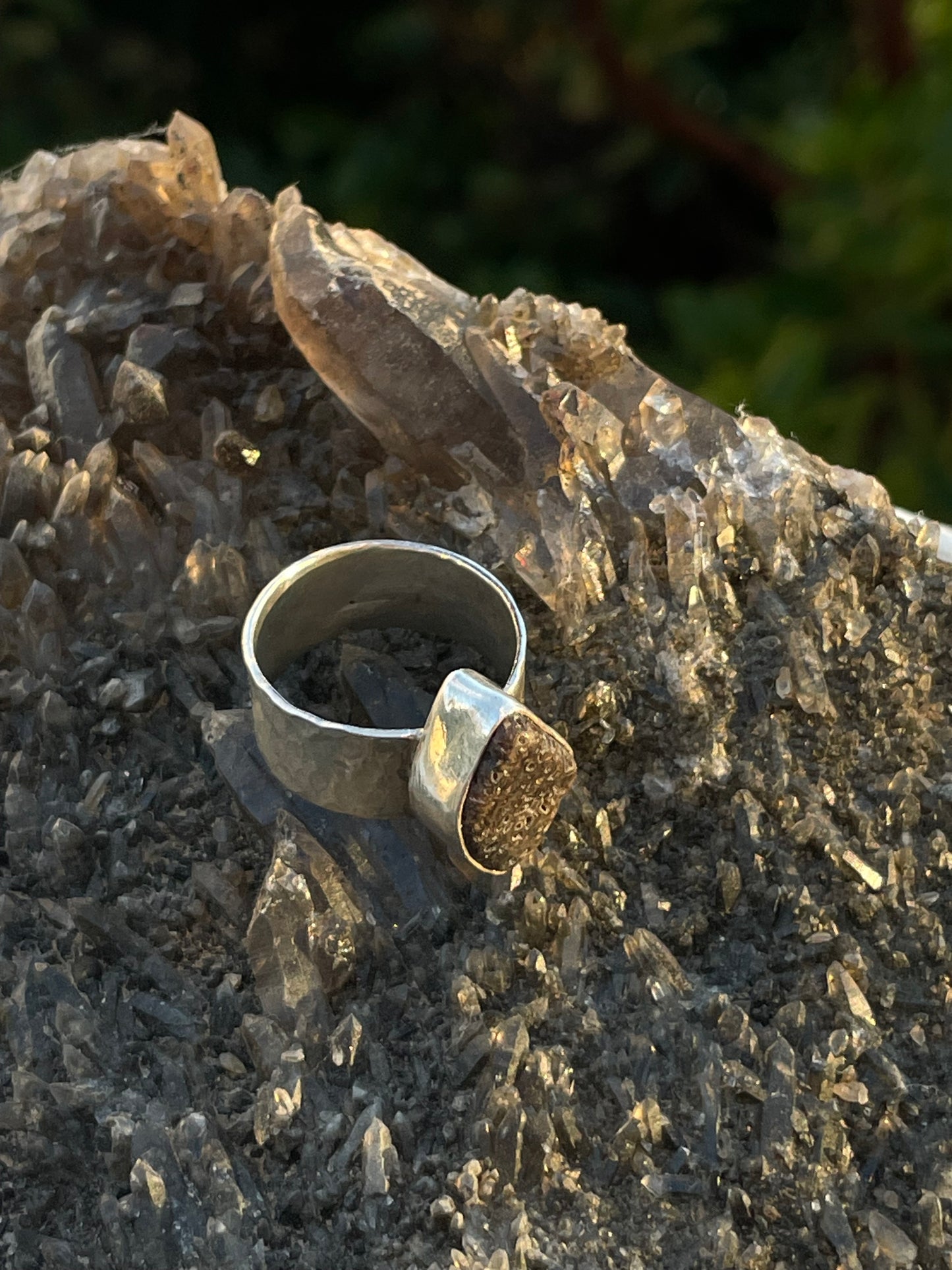 Thick Band Whale Bone Ring Size 9.5