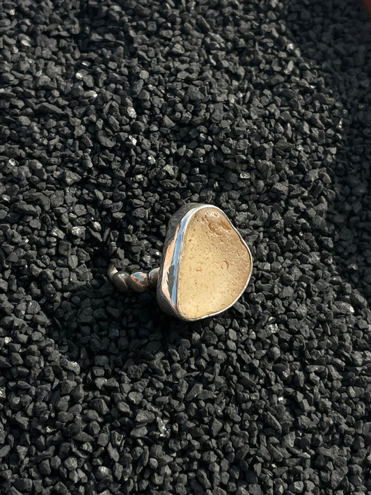 Yellow Sea Glass Ring Size 8.75