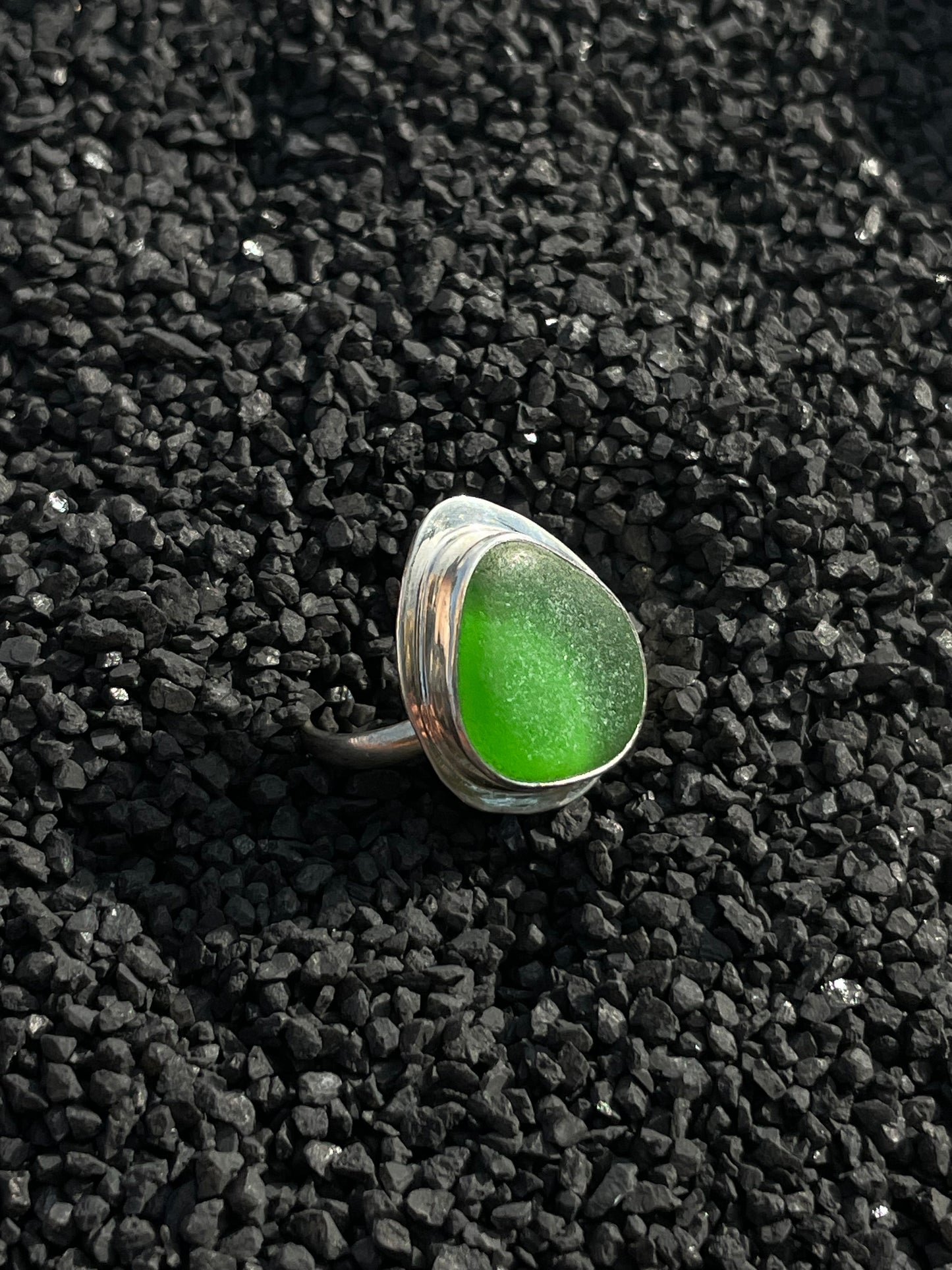 Green Sea Glass Ring Size 6.5