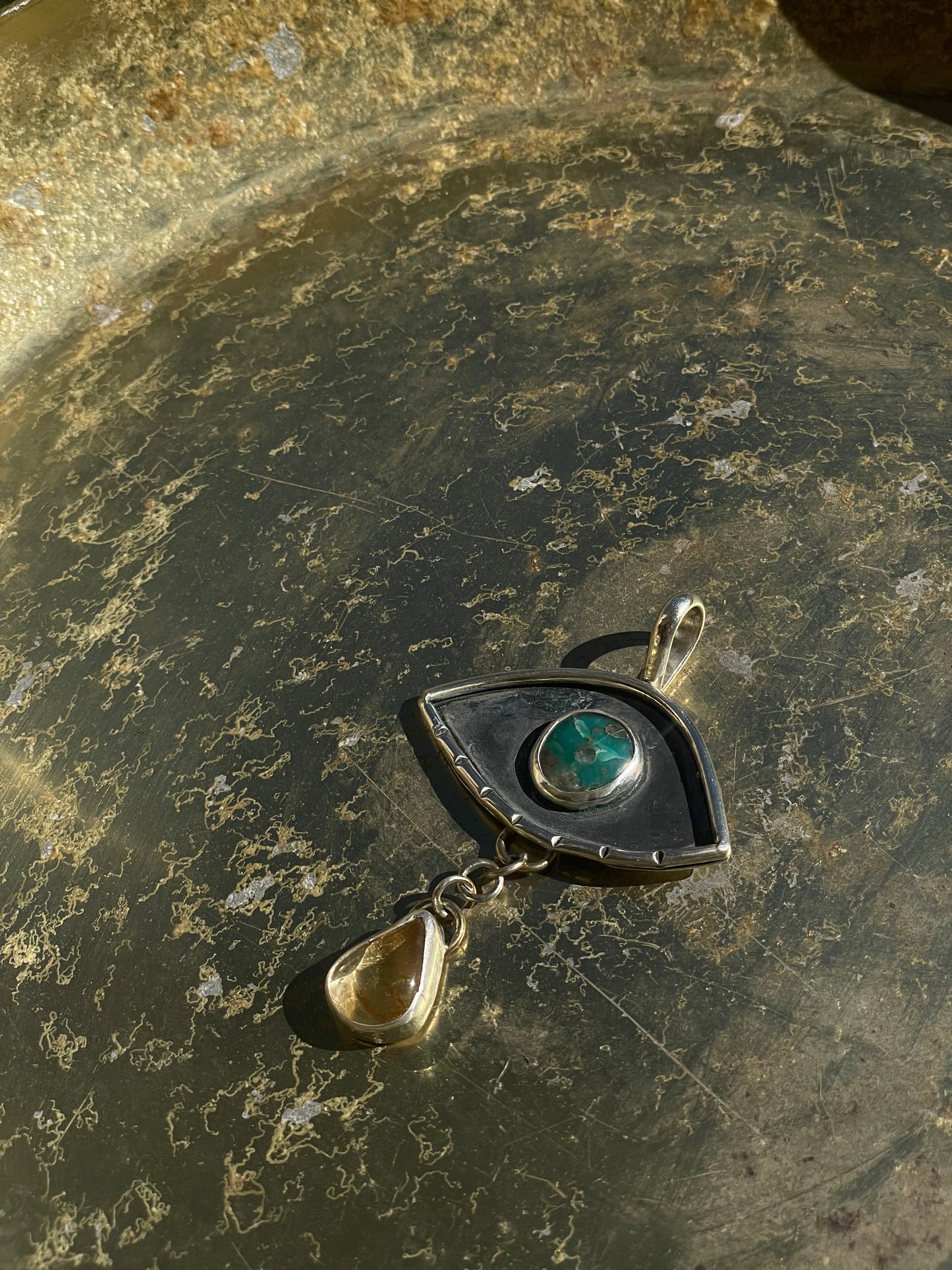 Turquoise & Citrine Eye Amulet