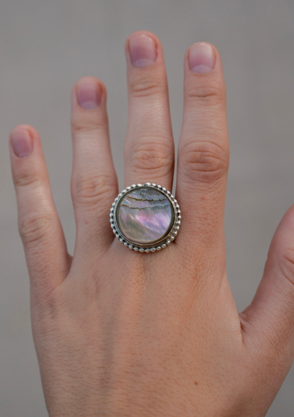 Abalone Statement Ring Size 10