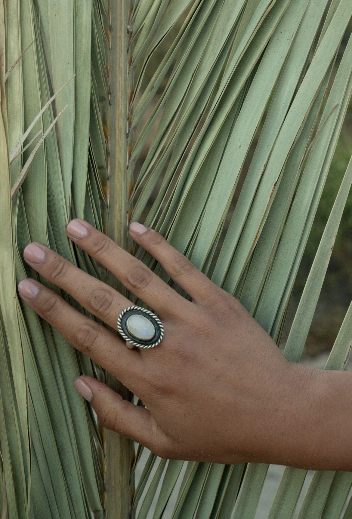 Moonstone Twist Ring Size 8