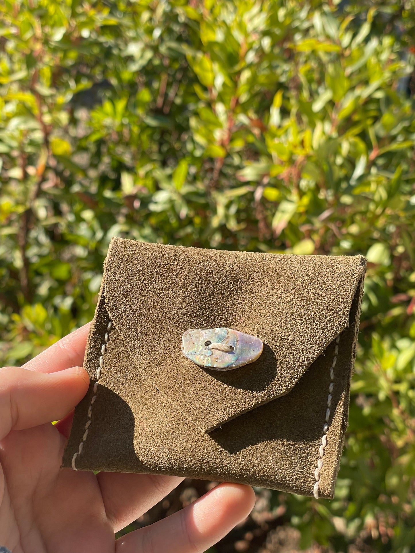 Leather & Abalone Coin Purse