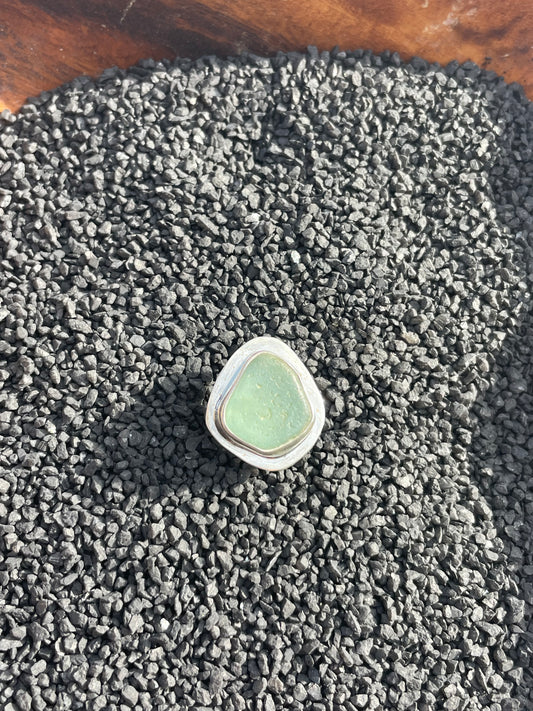 Light Blue Sea Glass Ring Size 4.5