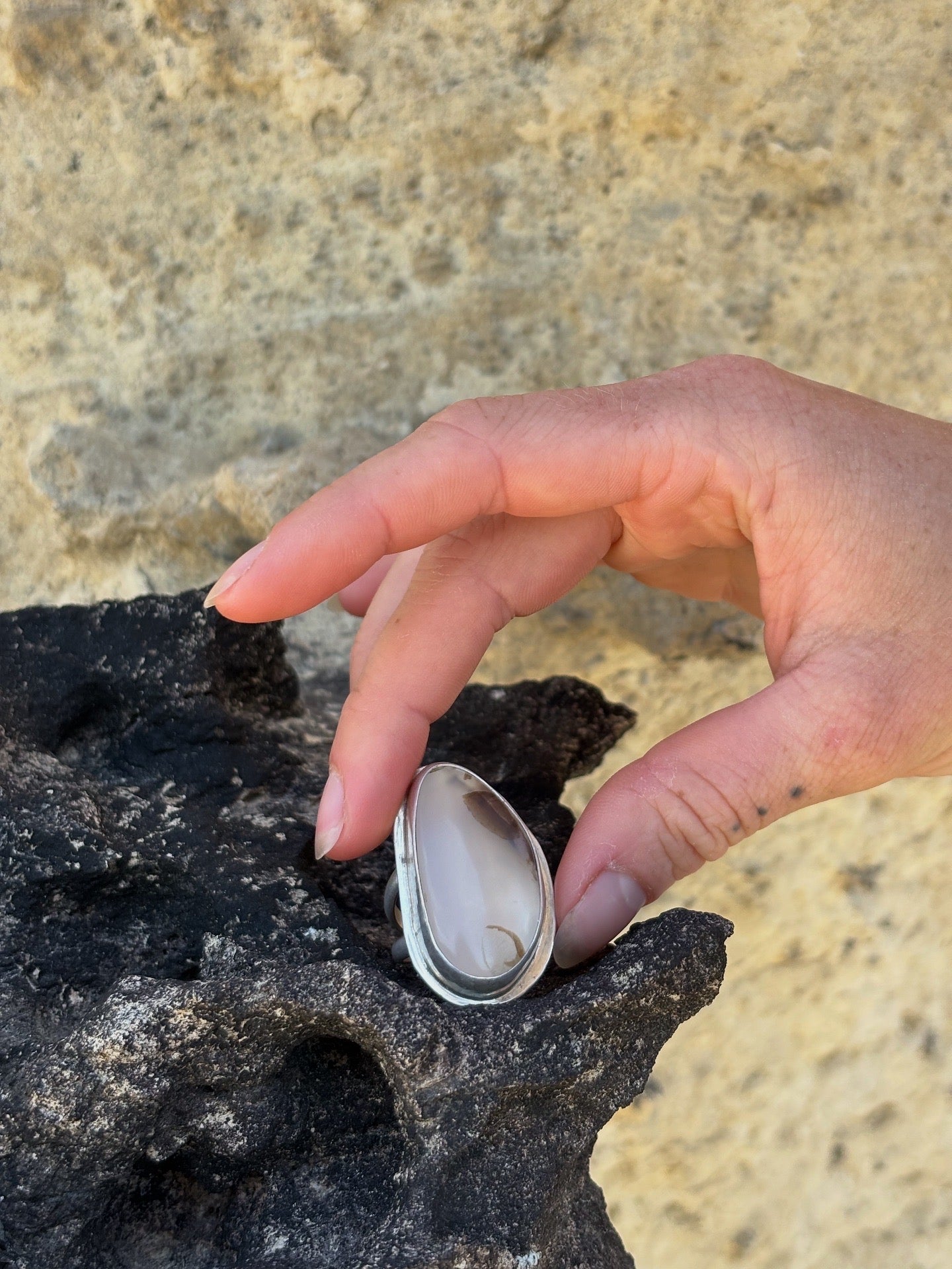 Agate Split Band Ring Size 9.25
