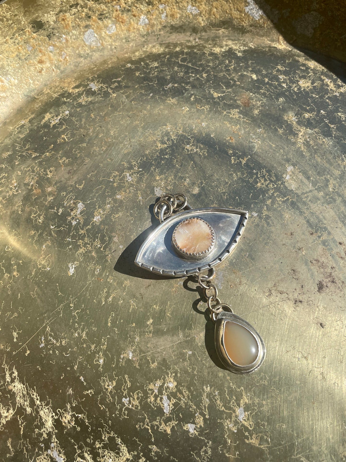 Mother of Pearl & Moonstone Eye Amulet
