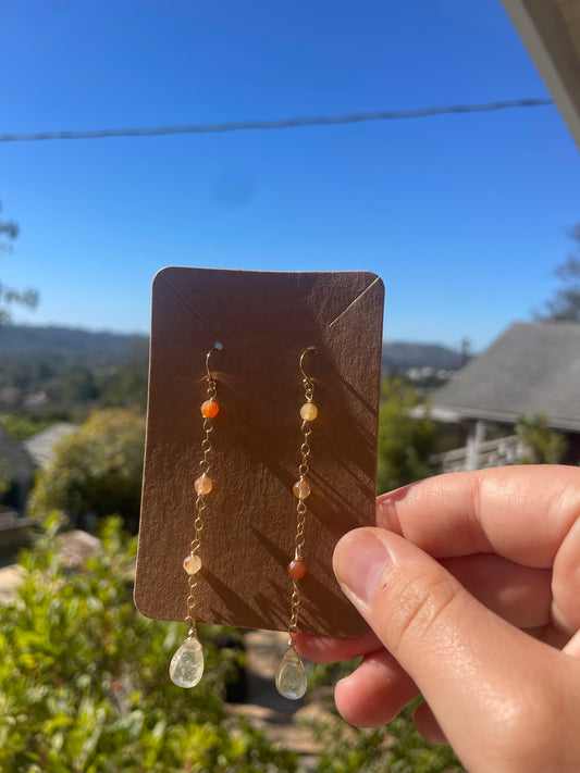 Yellow Jade and Prehnite Earrings