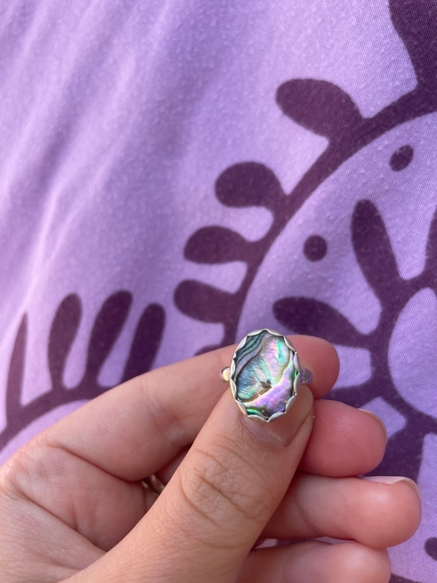 Scalloped Abalone Ring Size 3.5