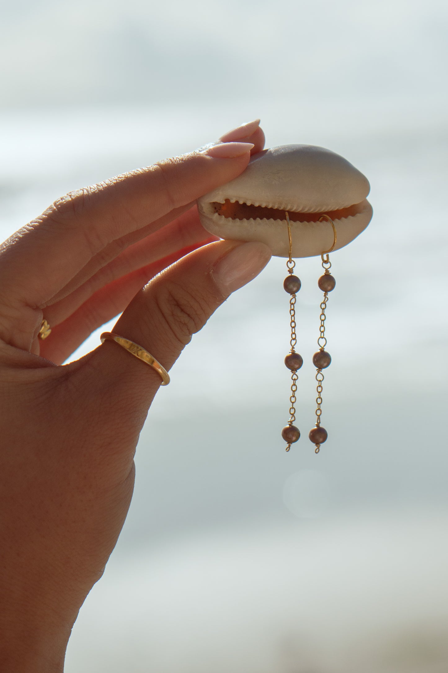 Purple Pearl Drop Earrings