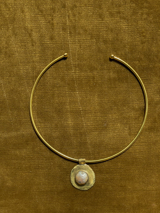 Coin Pearl Brass Collar