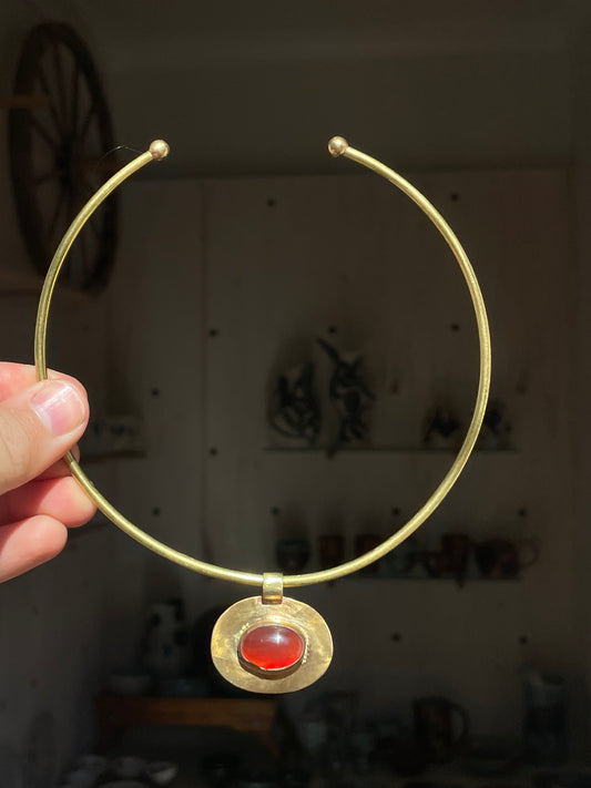 Brass Collar - Carnelian