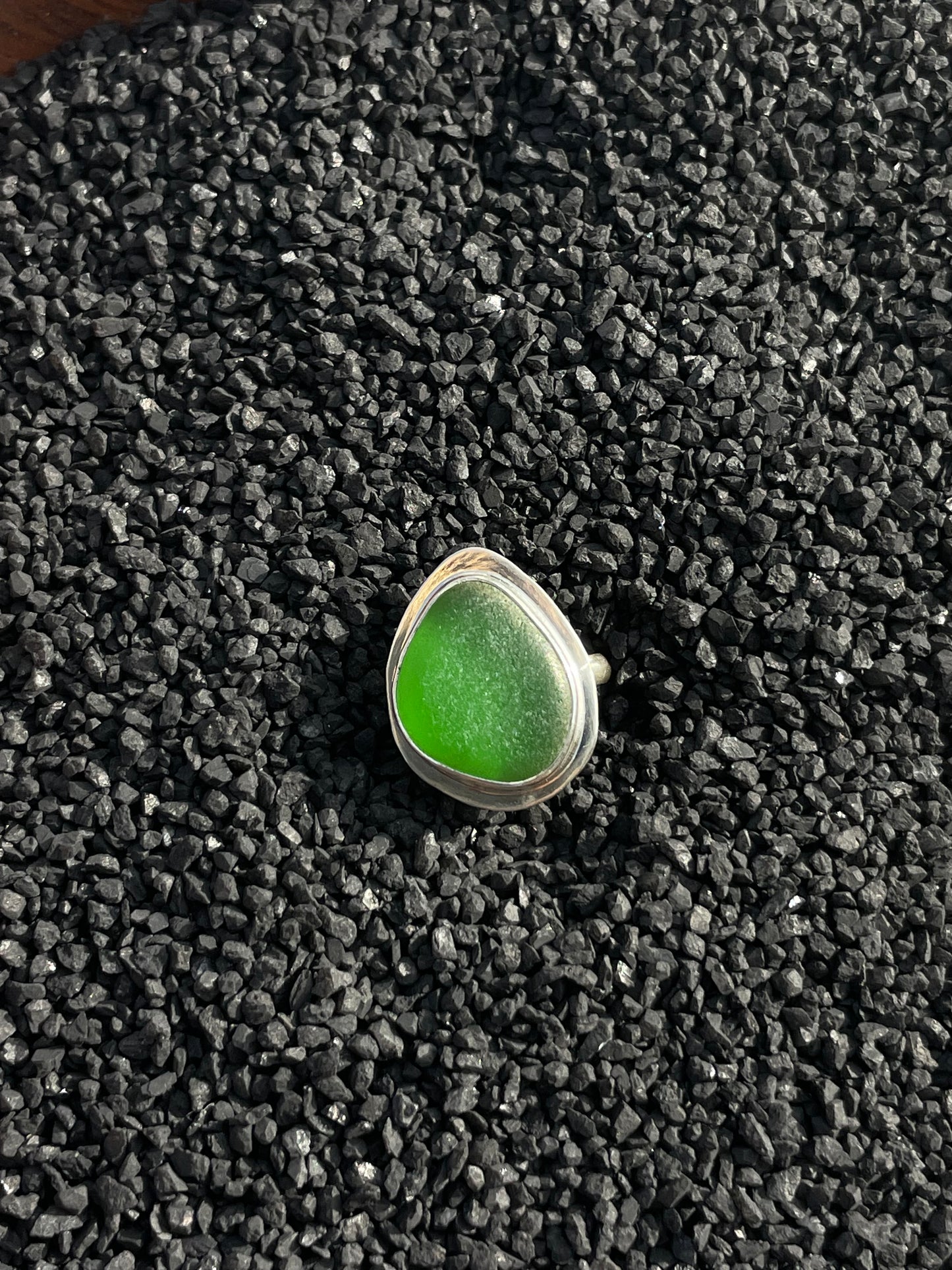 Green Sea Glass Ring Size 6.5