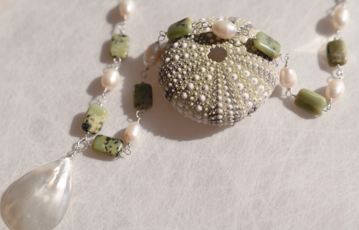 Serpentine & Pearl Necklace