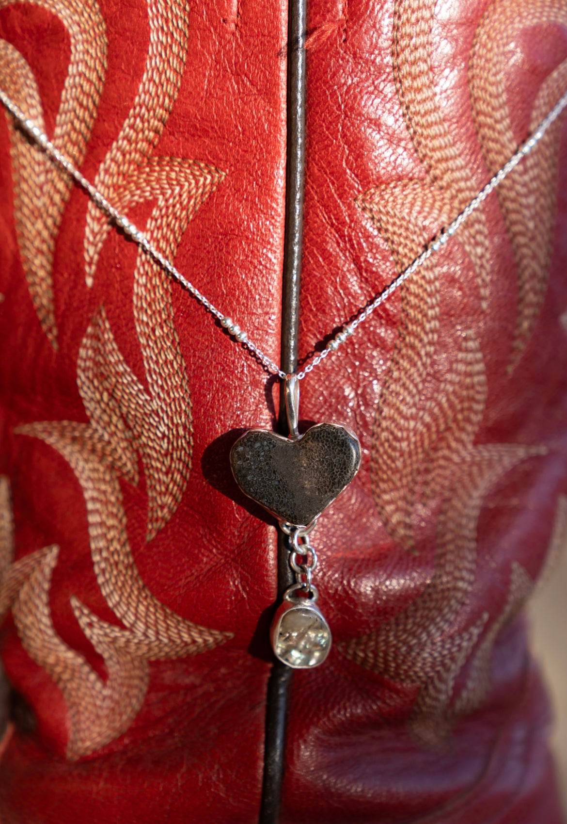 Fossil Heart & Abalone Necklace