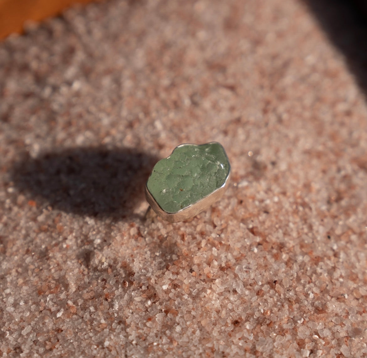 Seafoam Textured Sea Glass Ring Size 8.5