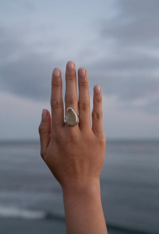 Seafoam Sea Glass Ring Size 7