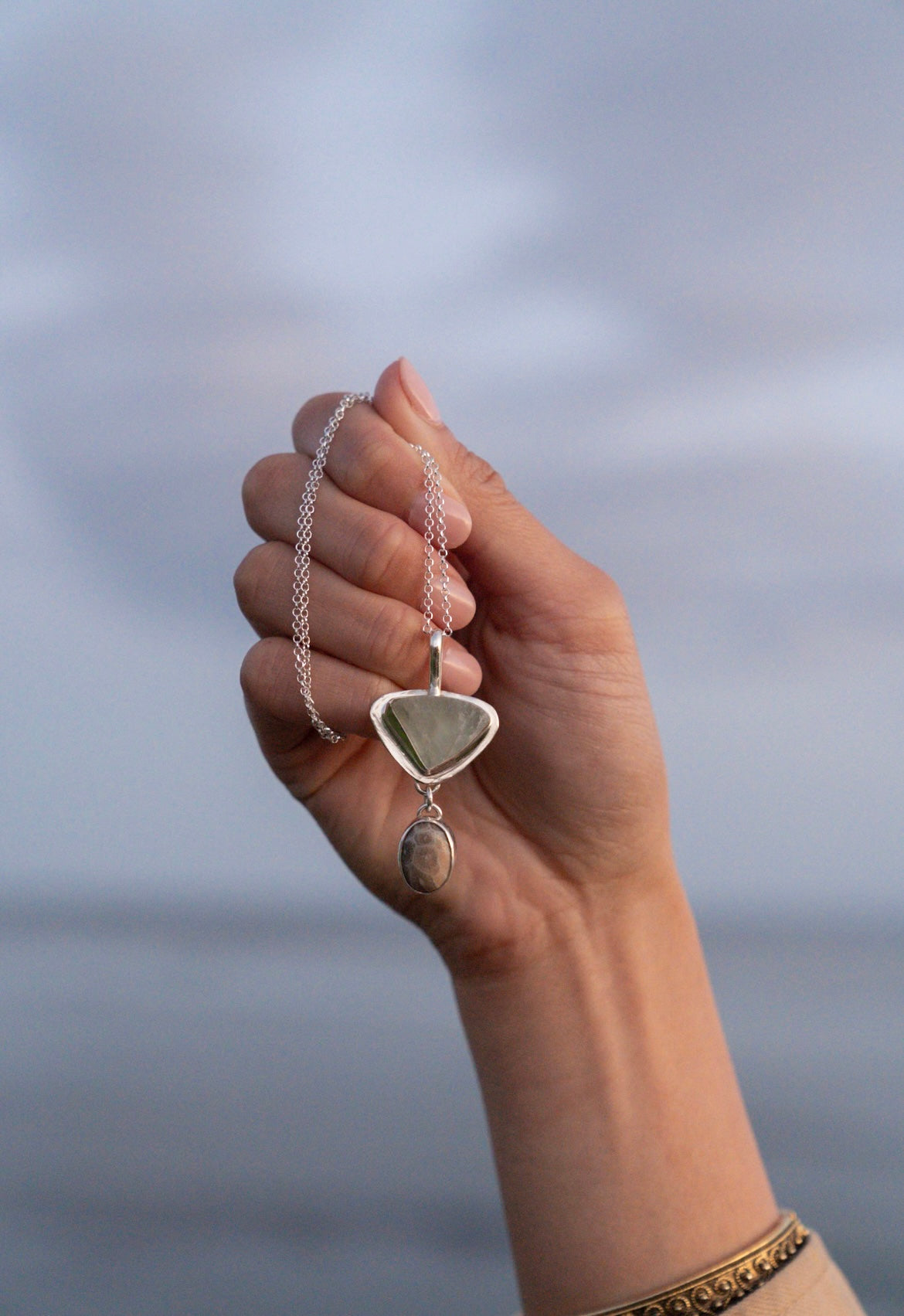 Fluorite & Fossilized Coral Necklace