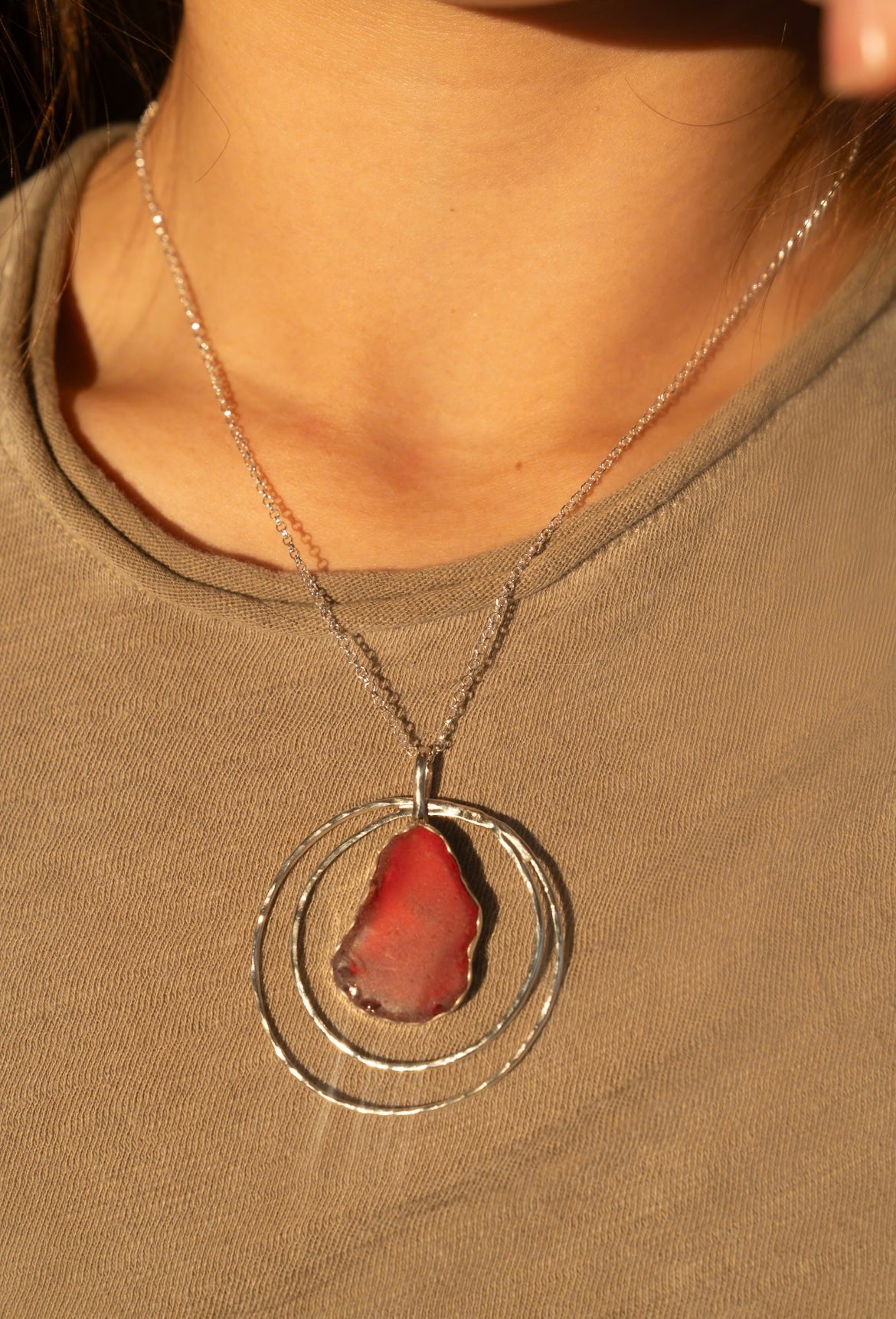 Red Sea Glass Statement Necklace