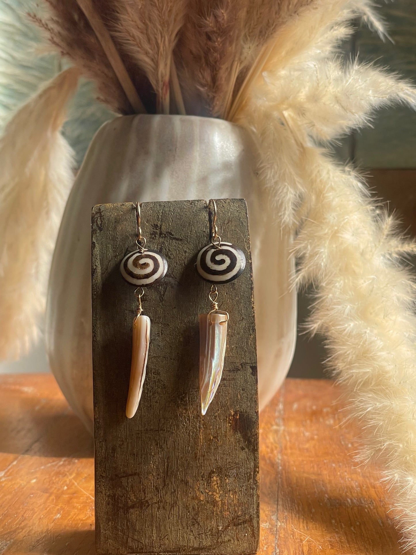 Spiral Mother of Pearl Earrings