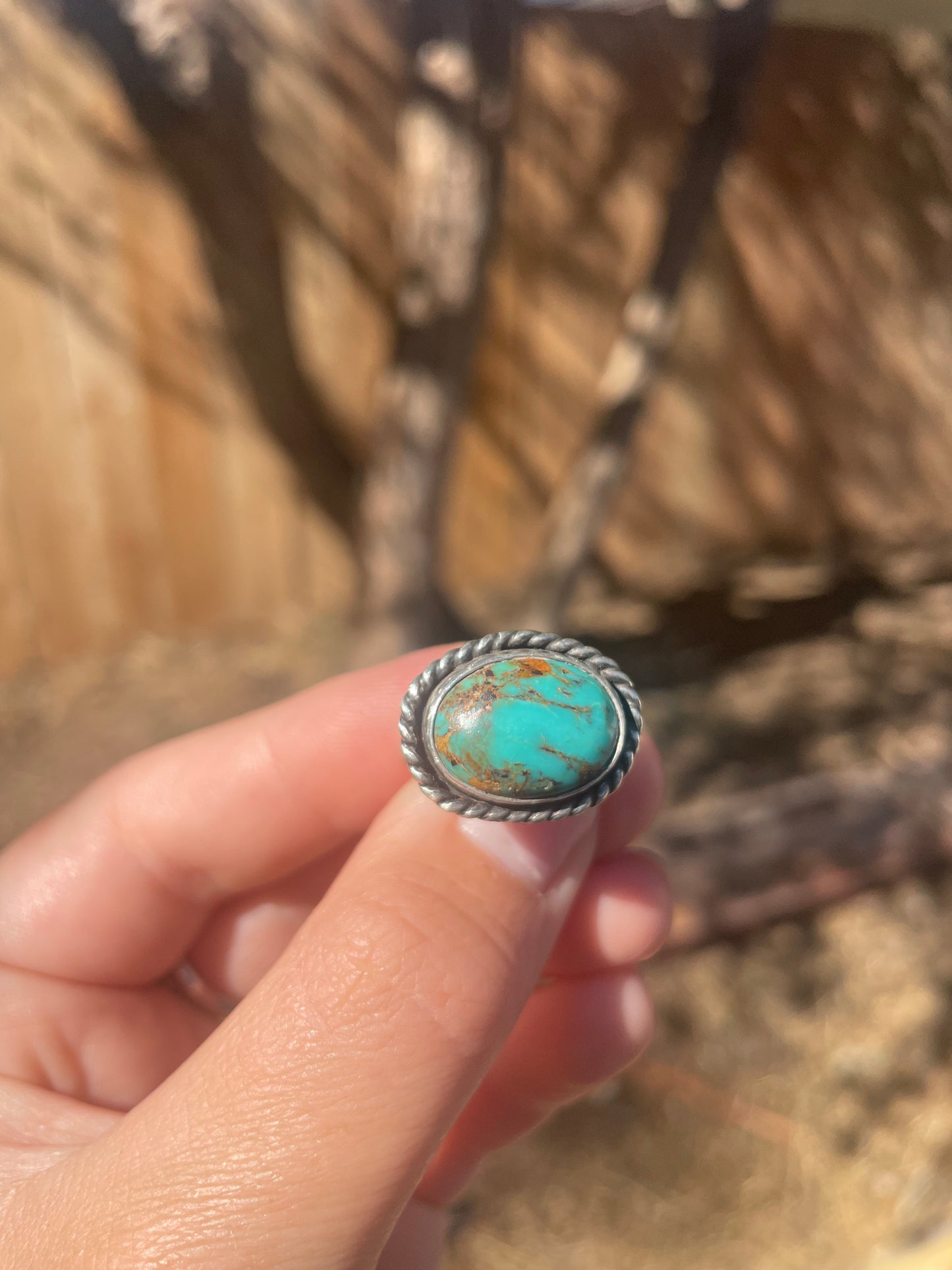 Turquoise Twist Ring Size 7