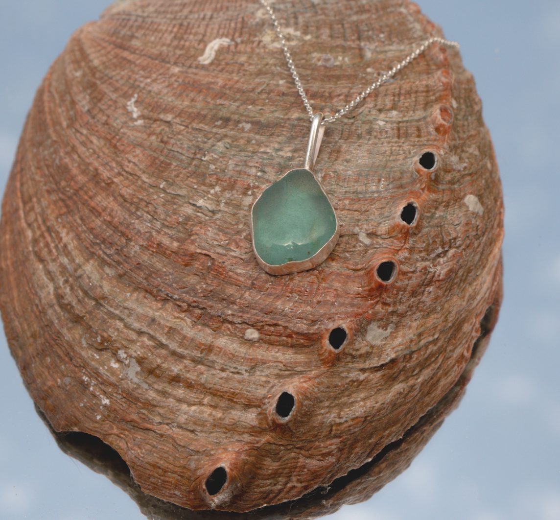 Teal Sea Glass Necklace