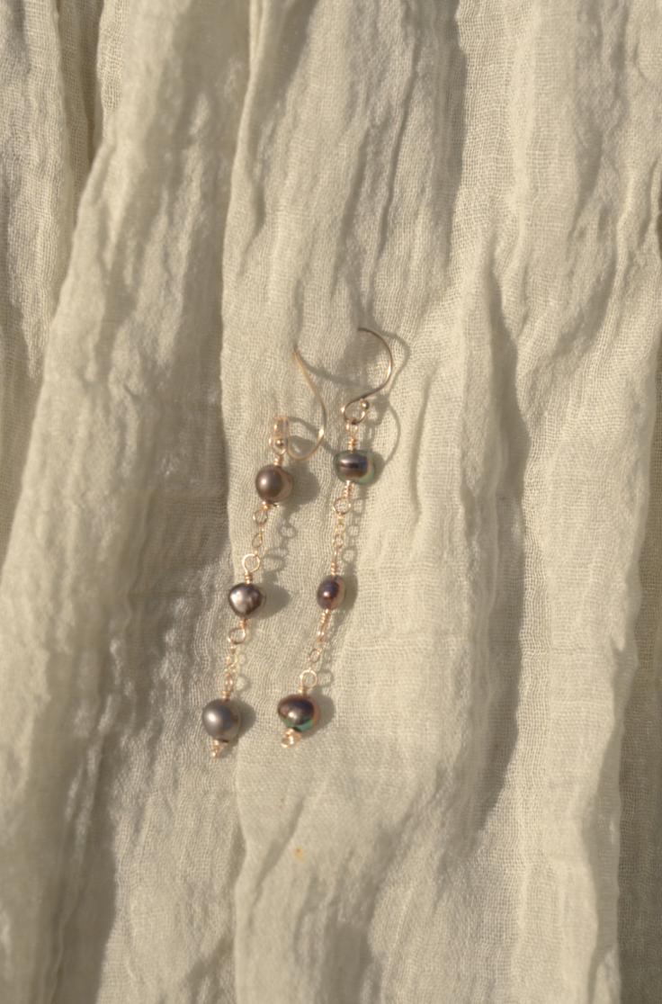 Purple Pearl Drop Earrings