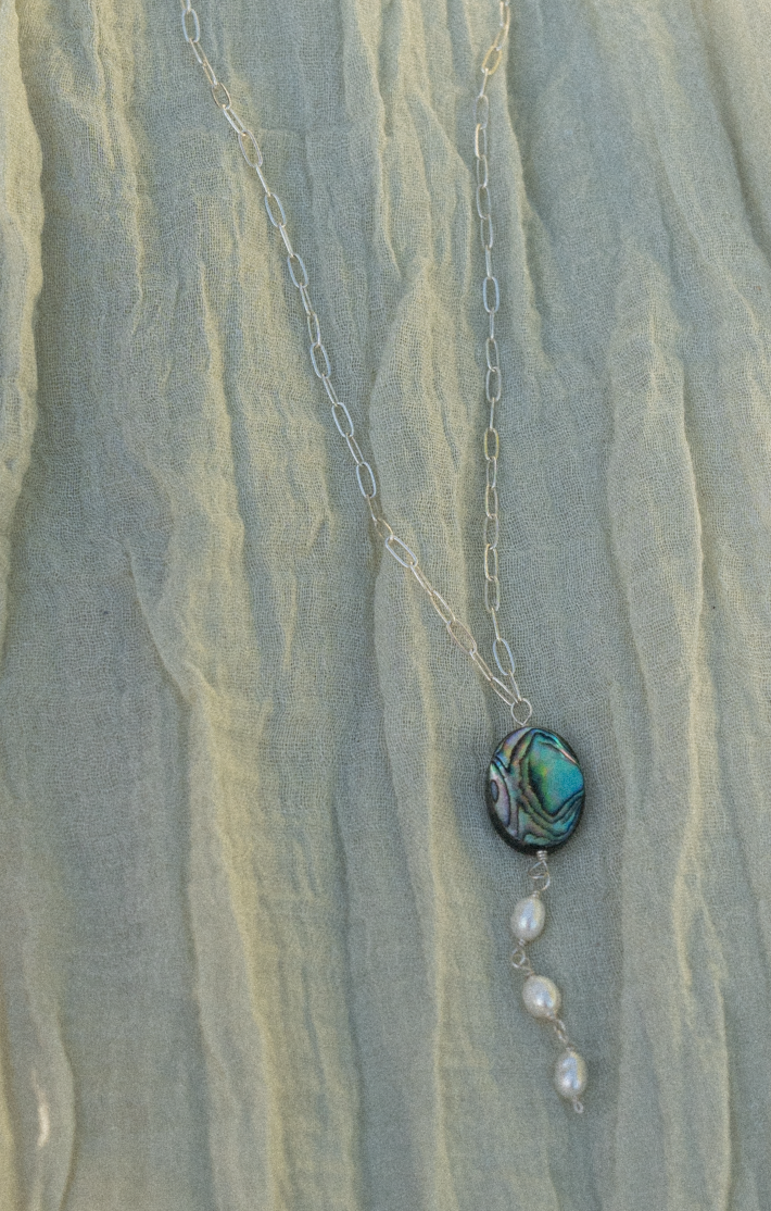 Sterling Silver Abalone Droplet Necklace