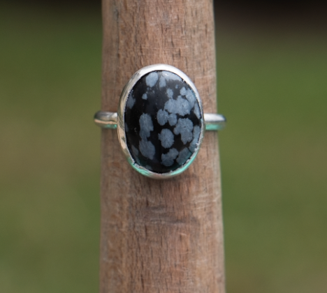 Snowflake Obsidian Ring Size 7