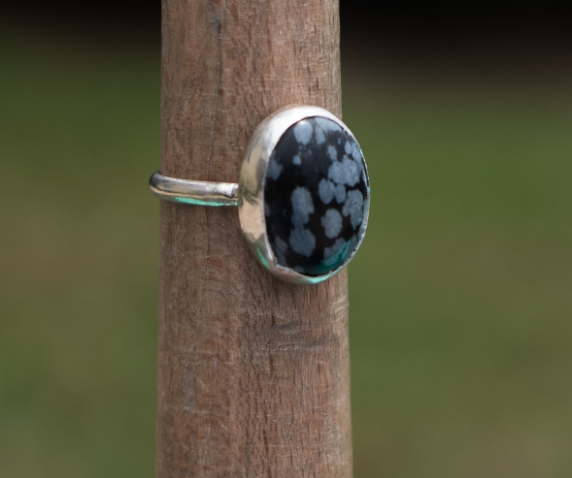 Snowflake Obsidian Ring Size 7